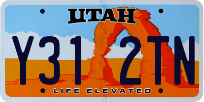 UT license plate Y312TN
