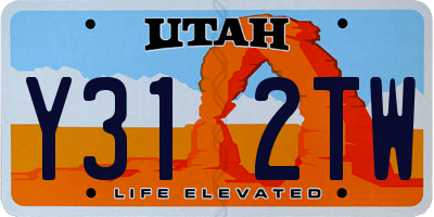 UT license plate Y312TW