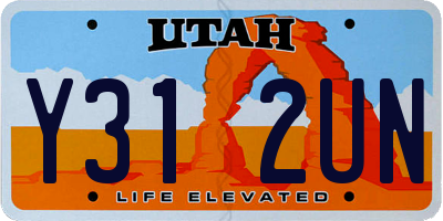 UT license plate Y312UN