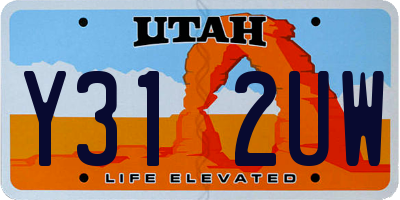 UT license plate Y312UW