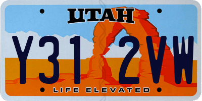 UT license plate Y312VW