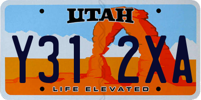 UT license plate Y312XA