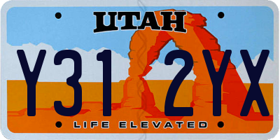 UT license plate Y312YX