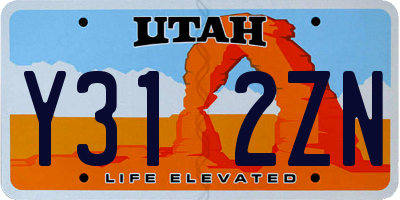UT license plate Y312ZN