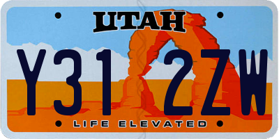 UT license plate Y312ZW