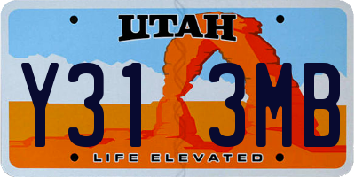 UT license plate Y313MB