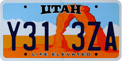 UT license plate Y313ZA