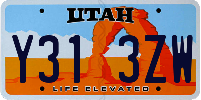 UT license plate Y313ZW