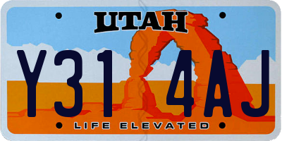UT license plate Y314AJ