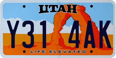 UT license plate Y314AK