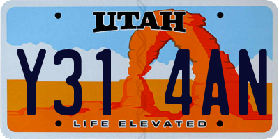 UT license plate Y314AN