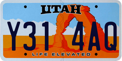 UT license plate Y314AQ