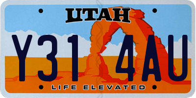 UT license plate Y314AU