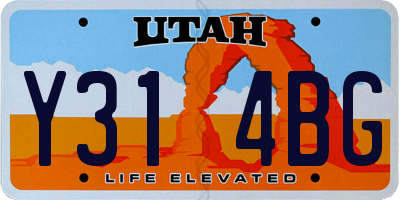 UT license plate Y314BG