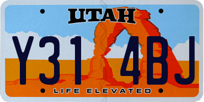 UT license plate Y314BJ
