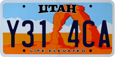 UT license plate Y314CA