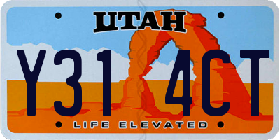 UT license plate Y314CT