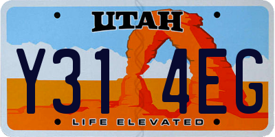 UT license plate Y314EG