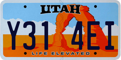 UT license plate Y314EI