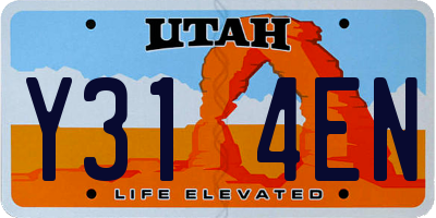 UT license plate Y314EN