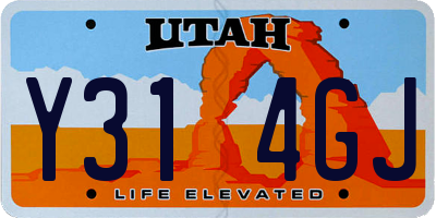 UT license plate Y314GJ