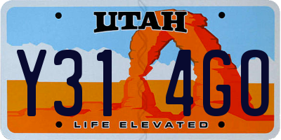 UT license plate Y314GO