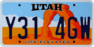 UT license plate Y314GW