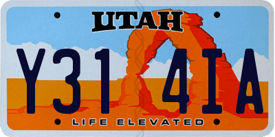 UT license plate Y314IA