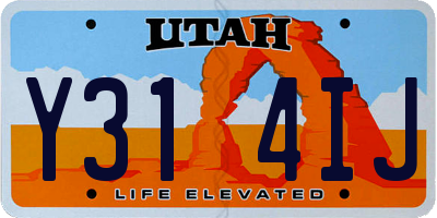 UT license plate Y314IJ