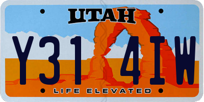 UT license plate Y314IW