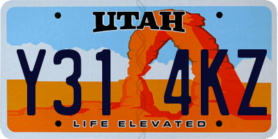 UT license plate Y314KZ