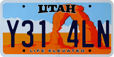 UT license plate Y314LN