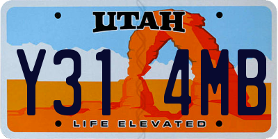 UT license plate Y314MB