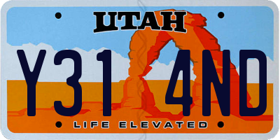 UT license plate Y314ND