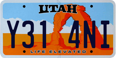 UT license plate Y314NI