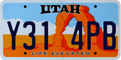 UT license plate Y314PB