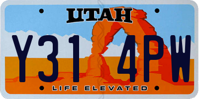 UT license plate Y314PW