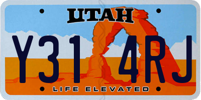 UT license plate Y314RJ