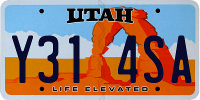UT license plate Y314SA