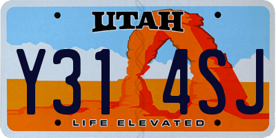 UT license plate Y314SJ