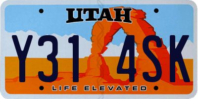 UT license plate Y314SK