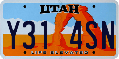 UT license plate Y314SN