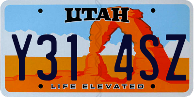 UT license plate Y314SZ