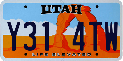 UT license plate Y314TW