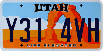 UT license plate Y314VH