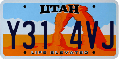 UT license plate Y314VJ