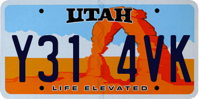 UT license plate Y314VK