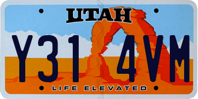 UT license plate Y314VM