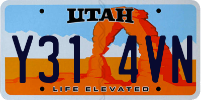UT license plate Y314VN