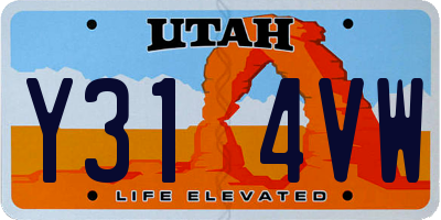 UT license plate Y314VW
